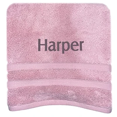 Image of Gaveno Personalised Bath Hand Towels Sizes Embroidered Name (Pink, Towel)