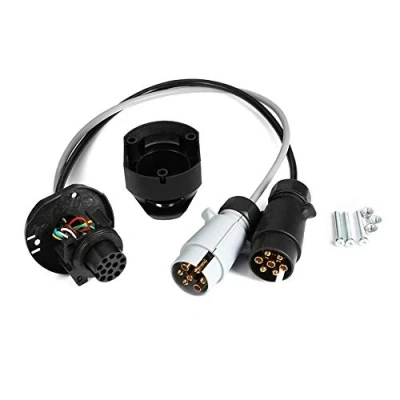 Image of ClookYuan Towing Adaptor Lead 7 Pin Car 12N/12S Socket to CARAVAN with 13 plug MP602 Wiring Connectors Accessories Black