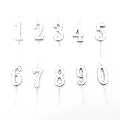 Image of Gifts 4 All Occasions Limited Shatchi Silver Number Candle Birthday Anniversary Party Cake Decorations Topper