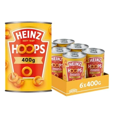 Image of Heinz Spaghetti Hoops, 400 g (Pack of 6) Freshly Made Pasta Hoops in a Juicy Tomato Sauce