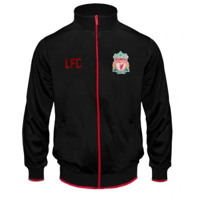 Image of Liverpool FC Official Football Gift Mens Retro Track Top Jacket Black XL