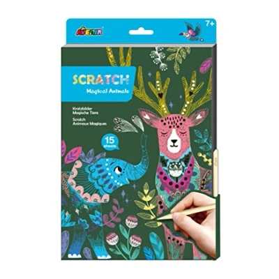 Image of Avenir A4 Scratch Book Magic Animals &amp; Craft Activity for Ages 6+