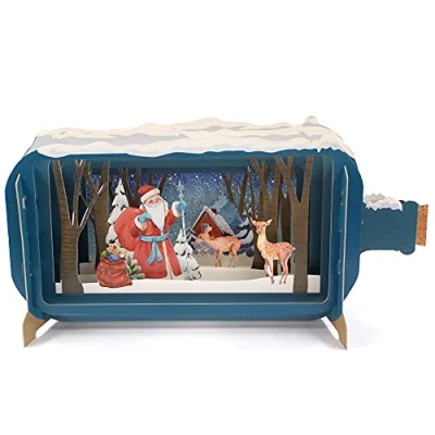 Image of Alljoy Design Message in A Bottle Magical Santa Pop Up Christmas Greeting Card by Cards XMIB050