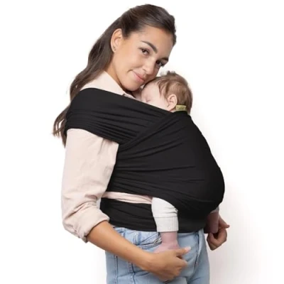 Image of Boba Baby Wrap Carrier Newborn to Toddler Stretchy Wraps Sling Hands Free 7 35 lbs (Black)