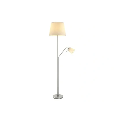 Image of Lindby Nantwin floor lamp, fabric shade, white