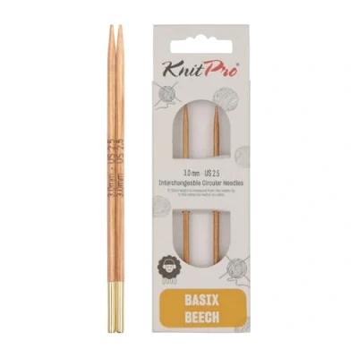 Image of KnitPro KP35651 Basix Birch: Circular Knitting Pins: Interchangeable: Special: 10cm x 3.00mm, Birchwood, Multi Colour, 3mm