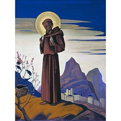Image of Roerich Saint Francis Modernist Painting Extra Large Art Print Wall Mural Poster Premium XL