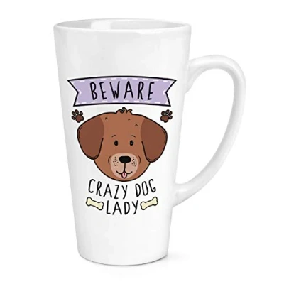 Image of Beware Crazy Dog Lady 17oz Large Latte Mug Cup