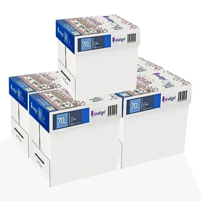 Image of indigo Excellent Copy Paper A4 White Box of 5 Reams Bright Premium Office Printing and Copying 2500 Sheets (80 GSM) Boxes