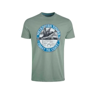 Image of Weird Fish Coasting ECO Front Graphic Print Tshirt, Men&#039;s, Size: Small, Dusty teal