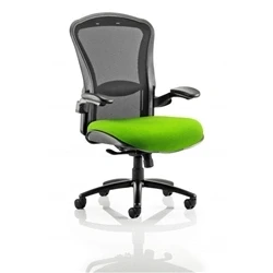 Image of Houston Heavy Duty Task Operator Chair Black Mesh Back Bespoke Seat In Myrrh Green