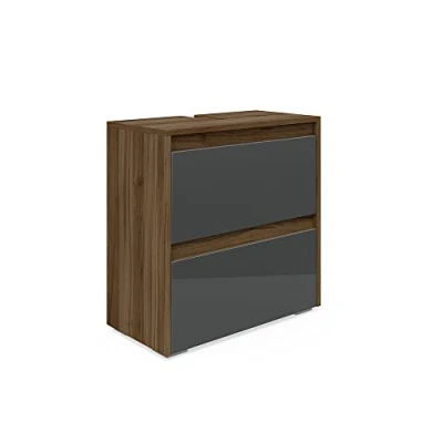 Image of Vicco Sink base cabinet Majest, Anthracite high gloss/Walnut, 60 x 62 cm