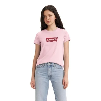 Image of Levi&#039;s Women&#039;s The Perfect Tee Large Batwing Logo T Shirt, Bw Clr Ext Chalk Pin, XS