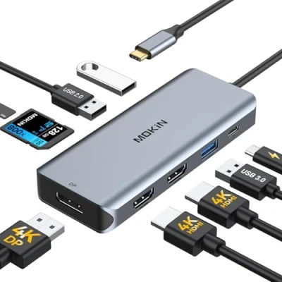 Image of Laptop Docking Station, USB C Dual HDMI Adapter, 9 IN 1 Monitor Station with 2 HDMI, DisplayPort, 3 USB, 100W PD, SD/TF for MacBook Pro 2020 2016, Air 2018