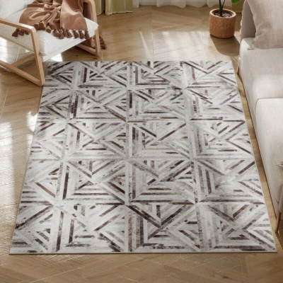 Image of Non Slip Washable Rug, Chenille Floor Carpet for Living Room, Brown Homcom