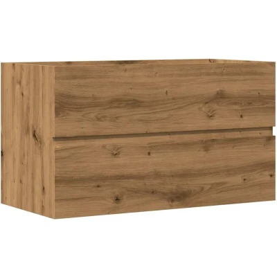 Image of vidaXL Bathroom Sink Cabinet Vanity Unit Storage Wall Mounted Engineered Wood with Ample Artisan Oak 90x38.5x45 cm