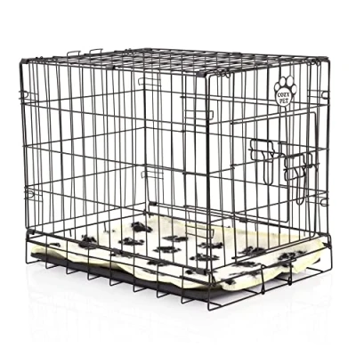 Image of Cozy Pet Dog Cage 24&quot; Black Inc Vet Bed ABS Tray Folding Puppy Crate Cat Carrier DCP24B + VB24C (We do not ship to Channel Islands.)