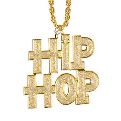 Image of Boland 64409 Gold Hip Hop Necklace Style Accessory, Durable One Size Chain for Adults, Ideal 80s or 90s Rapper Look, Costume Accessory Themed Events