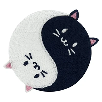 Image of Yin and Yang Baby Cat Iron on Patch Patches, Patch, Embroidery ironable Badges Finally Home