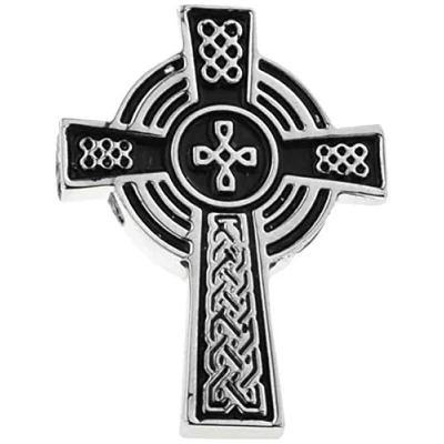 Image of Celtic Cross Enamel Pin Badge Black 2 x 2.5cm