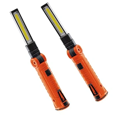 Image of Pack of 2 Orange Slimline 3W Cordless Rechargeable Li ion COB LED Magnetic Inspection Lamps with SMD Torches