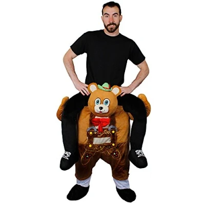 Image of Adults Bavarian Bear Costume Oktoberfest Pick Me Up Ride On Fancy Dress