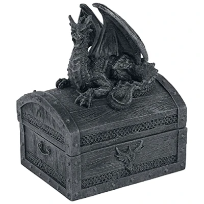 Image of Nemesis Now Sacred Keeper Dragon Box, Grey, 14.5cm