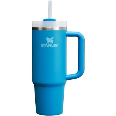 Image of Stanley Quencher H2.0 FlowState Stainless Steel Vacuum Insulated Tumbler with Lid and Straw for Water, Iced Tea or Coffee, Smoothie More, Azure, 30oz, 10 12551 007