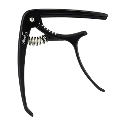 Image of DG9 Black Guitar Capo by Django for Acoustic, Electric, Ukulele &amp; Classical Guitars Includes Peg Puller Changing Strings Easy To Use Quick Release Extra Padding Neck Protection