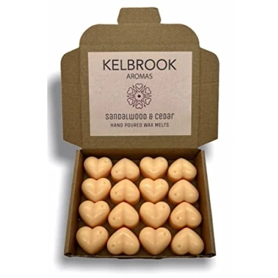Image of Wax Melts Sandalwood and Cedar 16 Pack Strong Scented Made in The UK Plastic Free Vegan