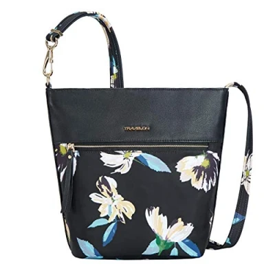 Image of Travelon Unisex Adult Addison Anti Theft Bucket Bag, Midnight Floral, OneSize