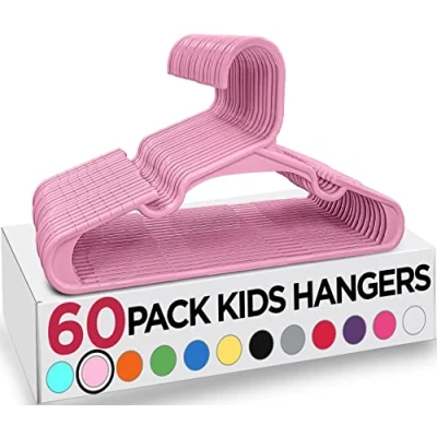 Image of Utopia Home 60 Pack Kids Hangers 11.5 Inch Plastic Baby for Closet Childrens Clothes &amp; Infant Ideal Everyday Standard Use (Baby Pink)