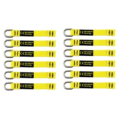 Image of BearTOOLS Yellow Flat D Ring Tool Tail Tethers, 2 in 1 Application, Max Load 0.9KG, 12CM x 12MM (12)