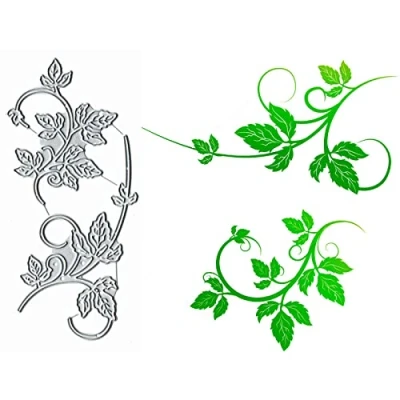 Image of 2Pcs Spring Branch Leaf Flower Metal Die Cuts,Spring Cutting Dies Cut Stencils for DIY Invitation Card Scrapbooking Album Decorative Embossing Paper Making