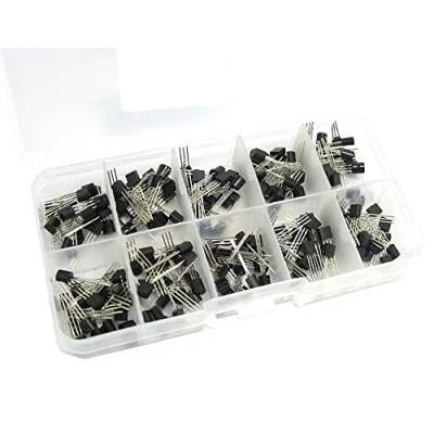 Image of DollaTek 10Values 200PCS NPN PNP Power Transistor Assortment Assorted Kit BC327 BC558 with Clear Plastic Box
