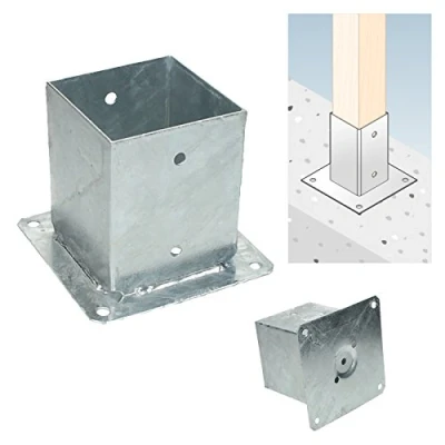 Image of Screw On Sleeve Post Anchor Shoe for Posts Galvanised 121 x 200 mm