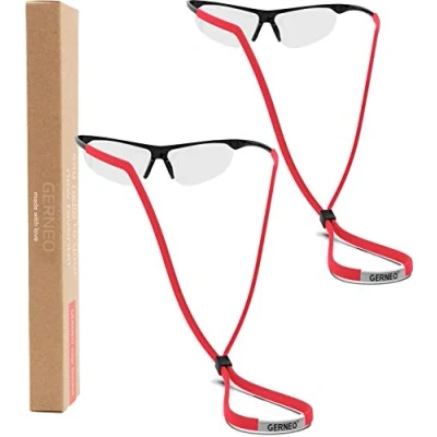 Image of GERNEO® Original Reliable Sports Glasses Strap Made of Fabric Waterproof &amp; Secure Grip for Glasses, Sunglasses Reading 2x Red