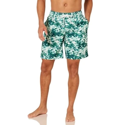Image of Amazon Essentials Men&#039;s 9&quot; Relaxed Fit Quick Dry Swim Trunk Discontinued Colours, Aqua Green Tie Dye, XL