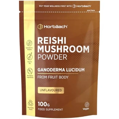 Image of Reishi Mushroom Powder High Strength Extract Supplement 50 Servings 100g Vegan Unflavoured by Horbaach