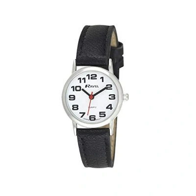 Image of Ravel Women&#039;s Easy Read Watch with Big Numbers Black/Silver Tone/White Dial