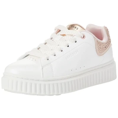 Image of Skechers Street Girls Trainers, White Synthetic/Rose Trim, 12 UK
