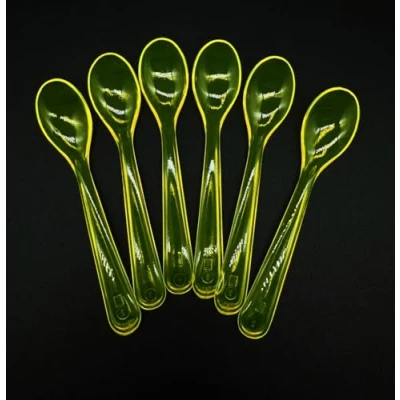 Image of Kimmel 21 000 3311 1 Egg Spoons/Children&#039;s Spoons Large Pack of 6 Plastic Yellow Transparent