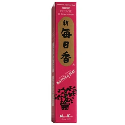 Image of Rose Morning Star Quality Japanese Incense by Nippon Kodo 50 Sticks + Holder