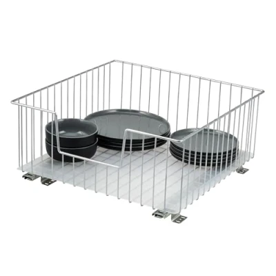 Image of bremermann Cabinet Basket Drawer 50cm Wide Floor Telescopic with Shelf Kitchen (Chrome)