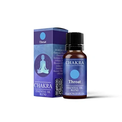 Image of Mystix London Throat Chakra Pure &amp; Natural Essential Oil Blend 10ml for Diffusers, Aromatherapy Massage Blends Perfect as a Gift Vegan, GMO Free