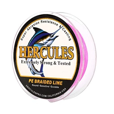 Image of Hercules Super Cast 500M 547 Yards Braided Fishing Line 10 LB Test for Saltwater Freshwater PE Braid Fish Lines Superline 8 Strands Pink, 10LB (4.5KG), 0.12MM