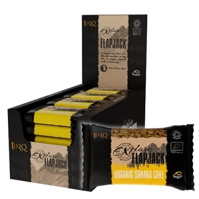 Image of Torq Explore Flapjack Banana Cake Plant Based Vegan Nutrition Snacks for Running, Cycling, Sports Endurance Flapjacks Energy Bars Box of 20