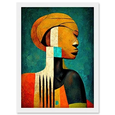 Image of Doppelganger33 LTD Modern African Abstract Gold &amp; Bold Artwork Framed Wall Art Print A4