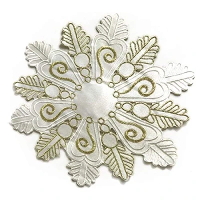 Image of Christmas Snowflake Design Doilies Festive Xmas Table Linen 8&quot; Doyleys Pack of 8 (Cream/Gold)
