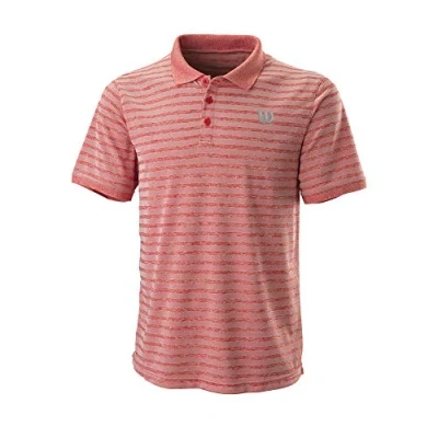Image of Wilson Men&#039;s Polo Shirt, STRIPE POLO, Polyester, Red (Wilson Red) / White, Size S, WRA789702SM